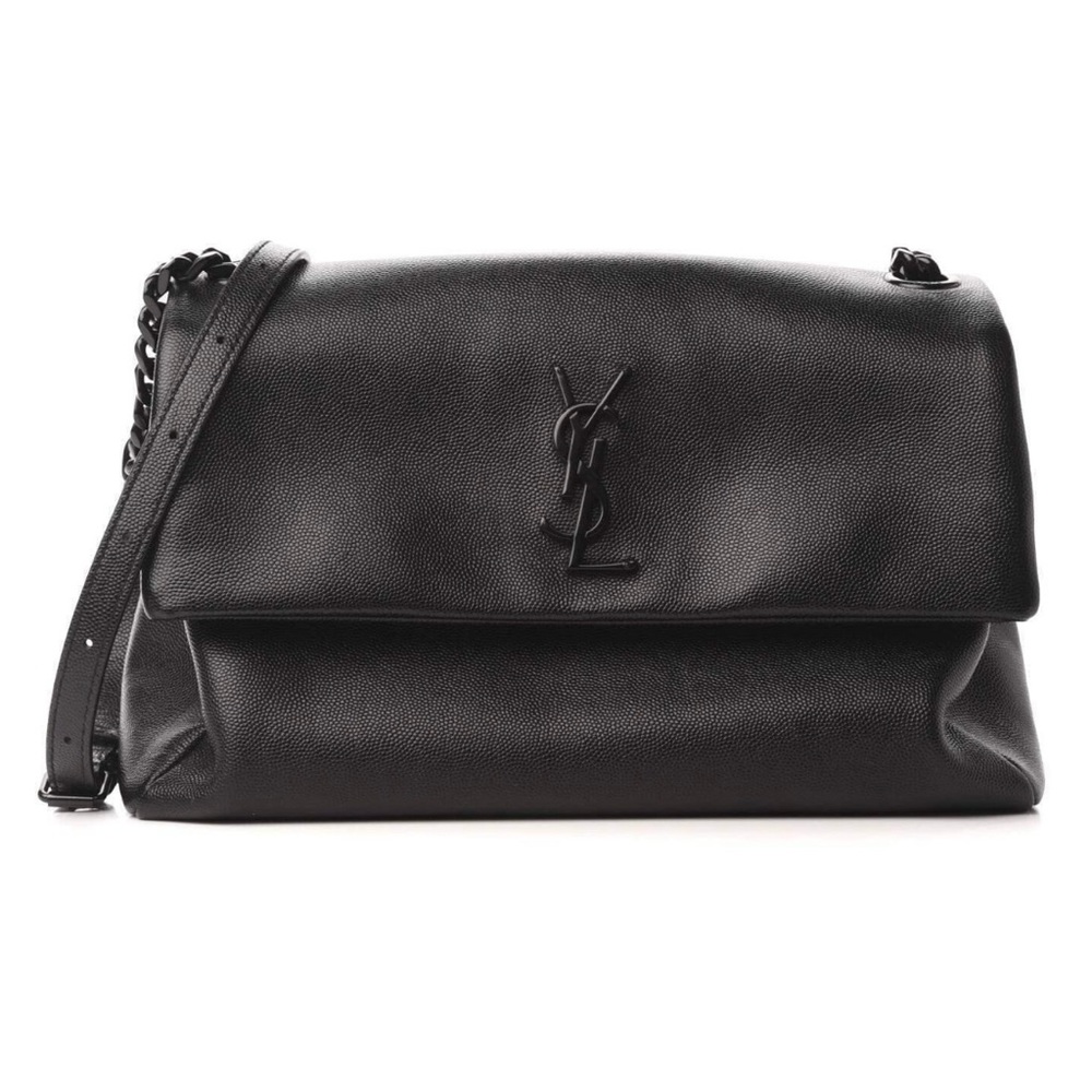 YSL Grain De Poudre Medium Fold-Over Black Bag